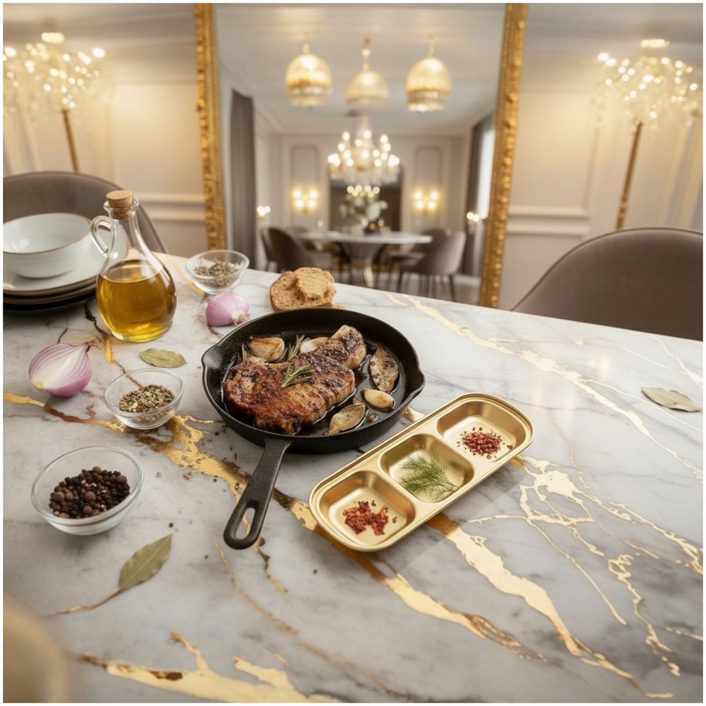 Elegant Gold Stainless Steel Sauce & Multi-Use Trays – Set of 2