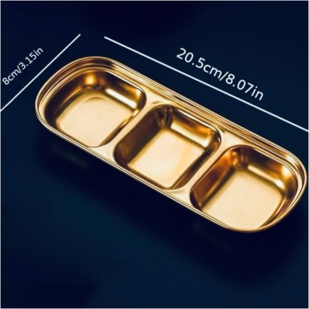 Elegant Gold Stainless Steel Sauce & Multi-Use Trays – Set of 2