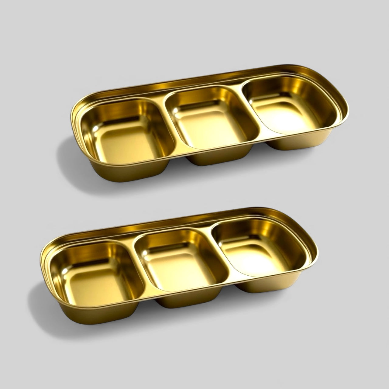 Elegant Gold Stainless Steel Sauce & Multi-Use Trays – Set of 2