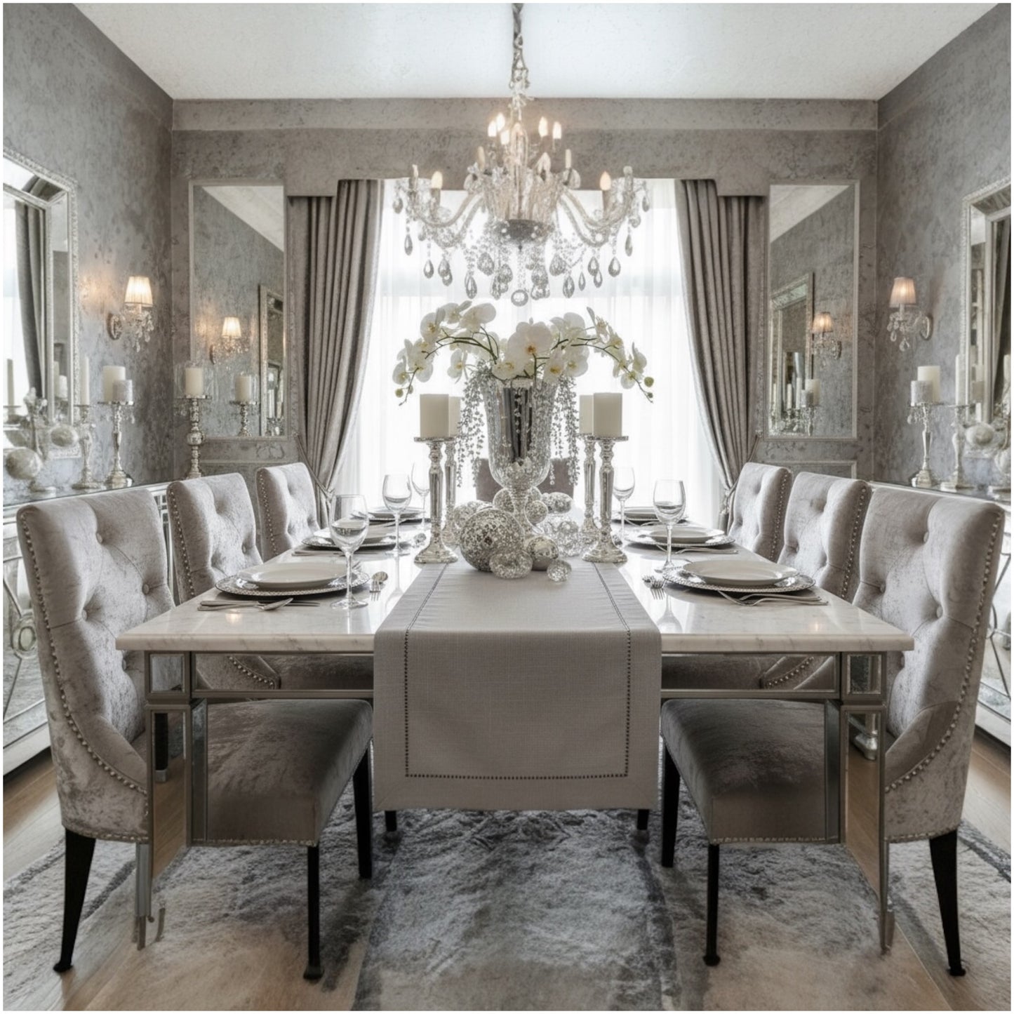 Elegant Linen-Look Grey Table Runner – 180 × 40 cm