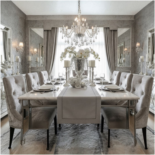 Elegant Linen-Look Grey Table Runner – 180 × 40 cm