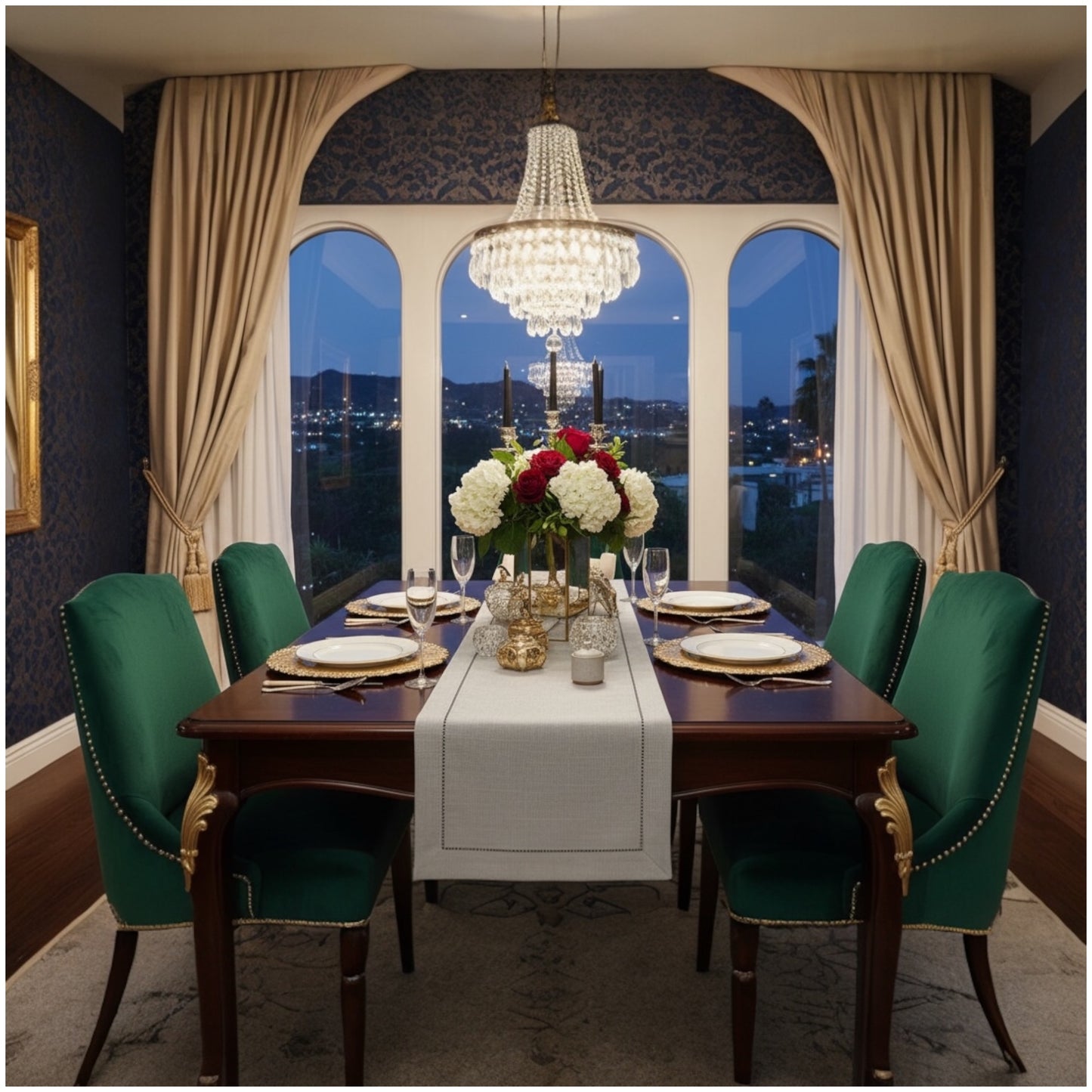 Elegant Linen-Look Grey Table Runner – 180 × 40 cm