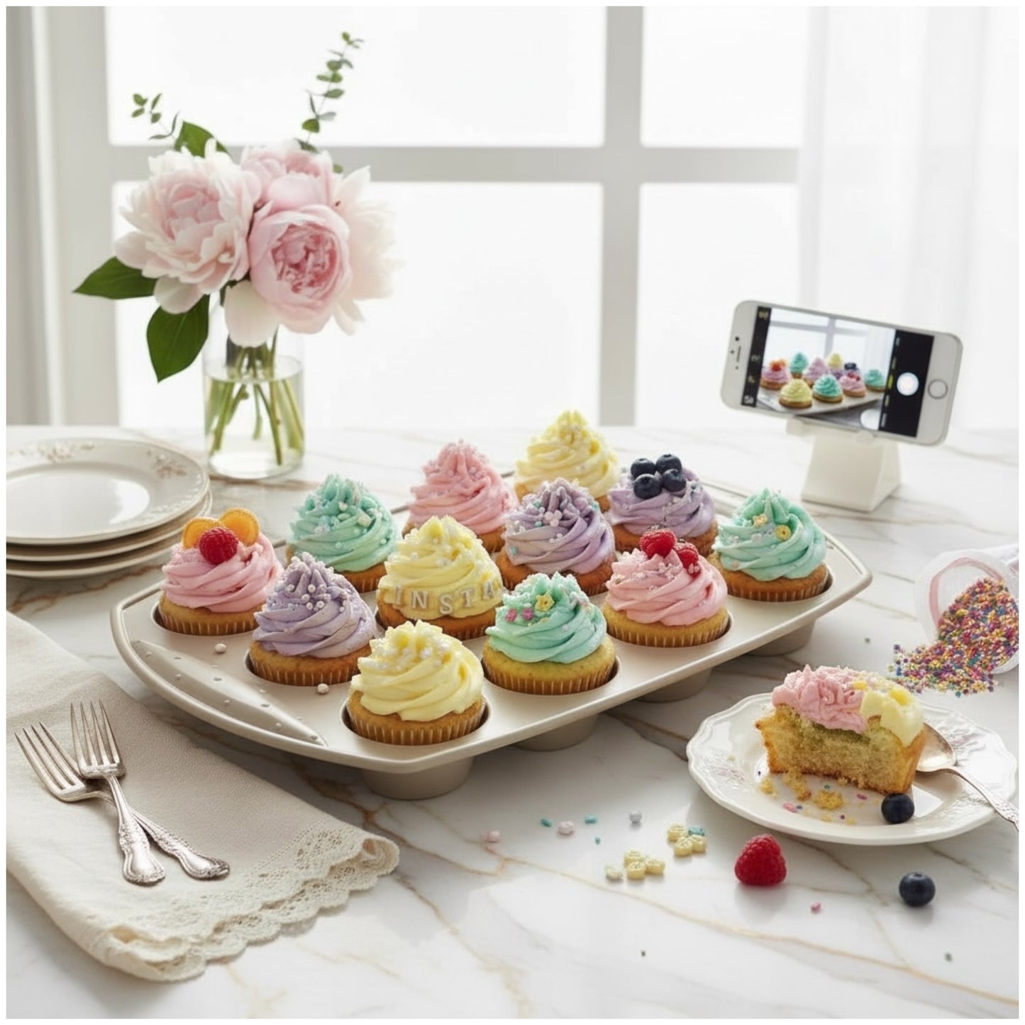 Essential Silicone Cupcake & Muffin Baking Mould – 12 Cup | Grey |Non-Stick