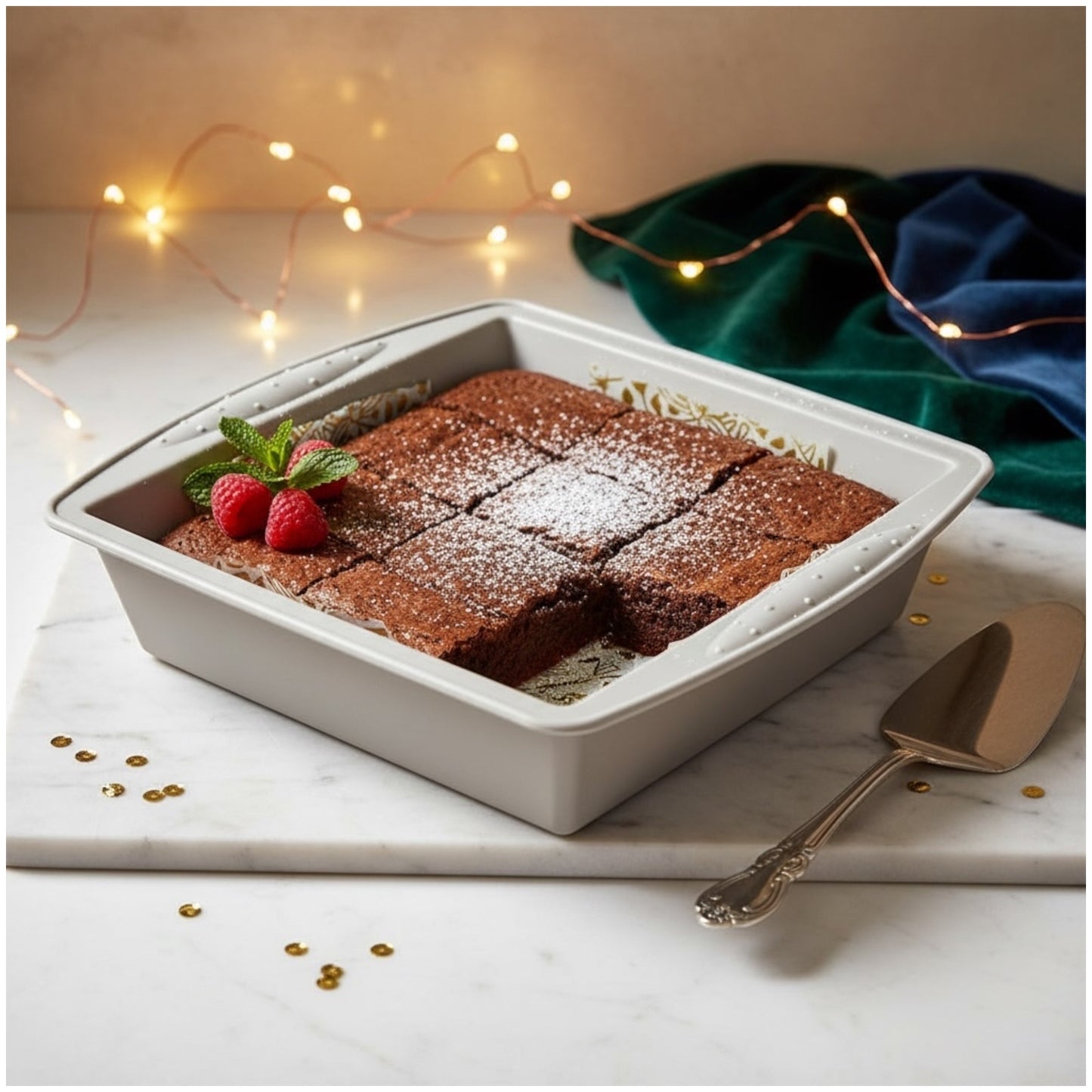 Premium Grey Silicone Baking Pan – 26 × 24.5 × 5 cm (Non-Stick & Heat-Resistant)