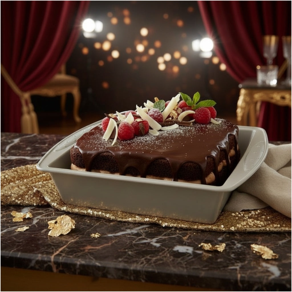 Premium Grey Silicone Baking Pan – 26 × 24.5 × 5 cm (Non-Stick & Heat-Resistant)