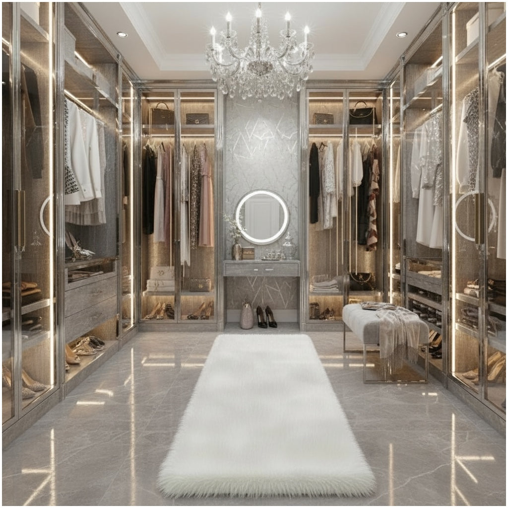 Luxurious Ultra Soft White Fluffy Rug –60×150cm | Luxury Long-Pile Faux Fur