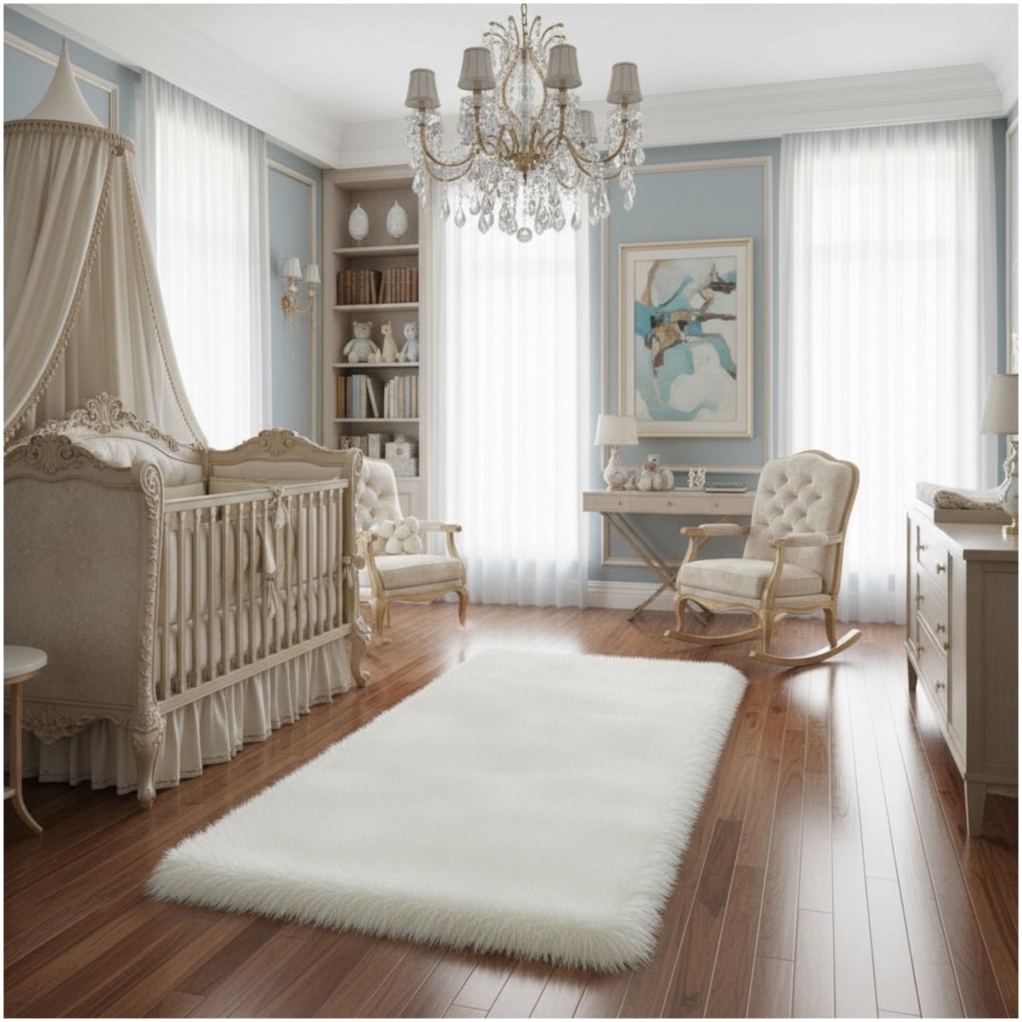 Luxurious Ultra Soft White Fluffy Rug –60×150cm | Luxury Long-Pile Faux Fur