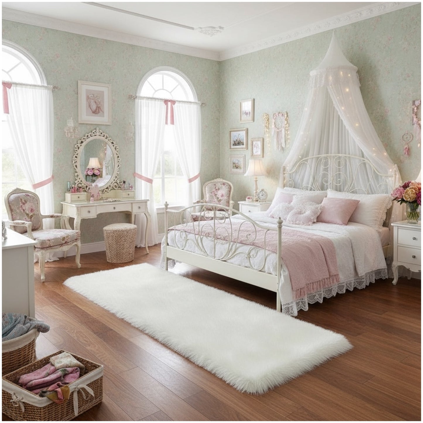 Luxurious Ultra Soft White Fluffy Rug –60×150cm | Luxury Long-Pile Faux Fur