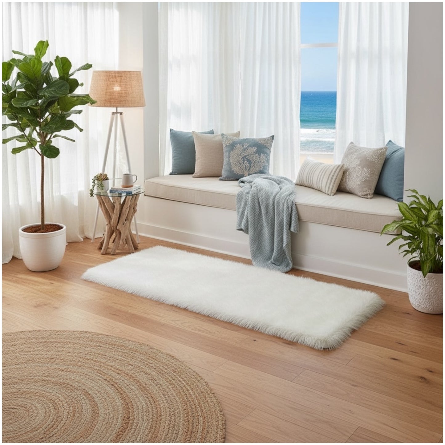 Luxurious Ultra Soft White Fluffy Rug –60×150cm | Luxury Long-Pile Faux Fur