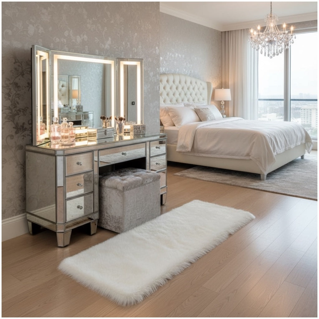 Luxurious Ultra Soft White Fluffy Rug –60×150cm | Luxury Long-Pile Faux Fur