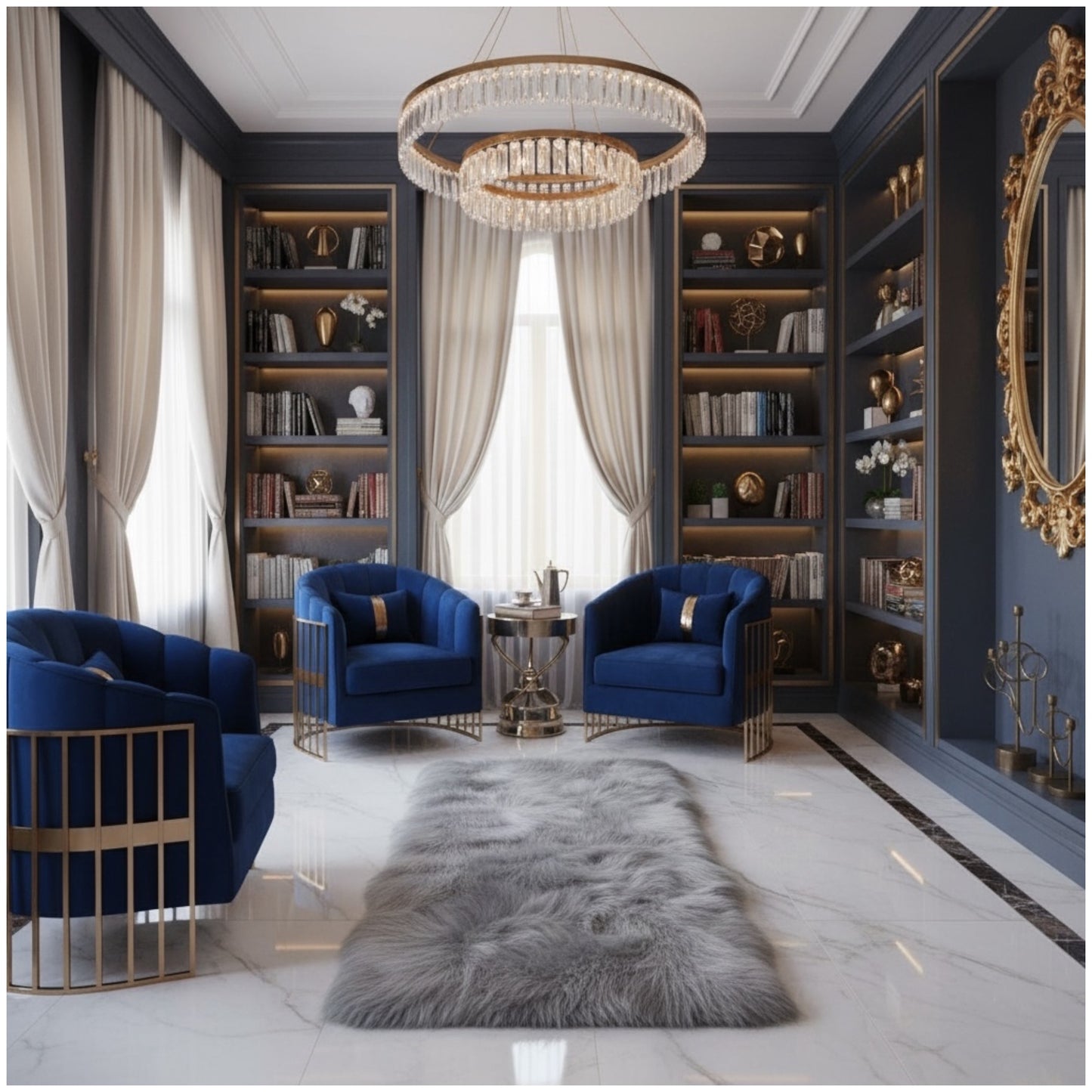 Luxury Fluffy Grey Rug – Ultra Soft 60×150cm Faux Fur Carpet for Home Decor