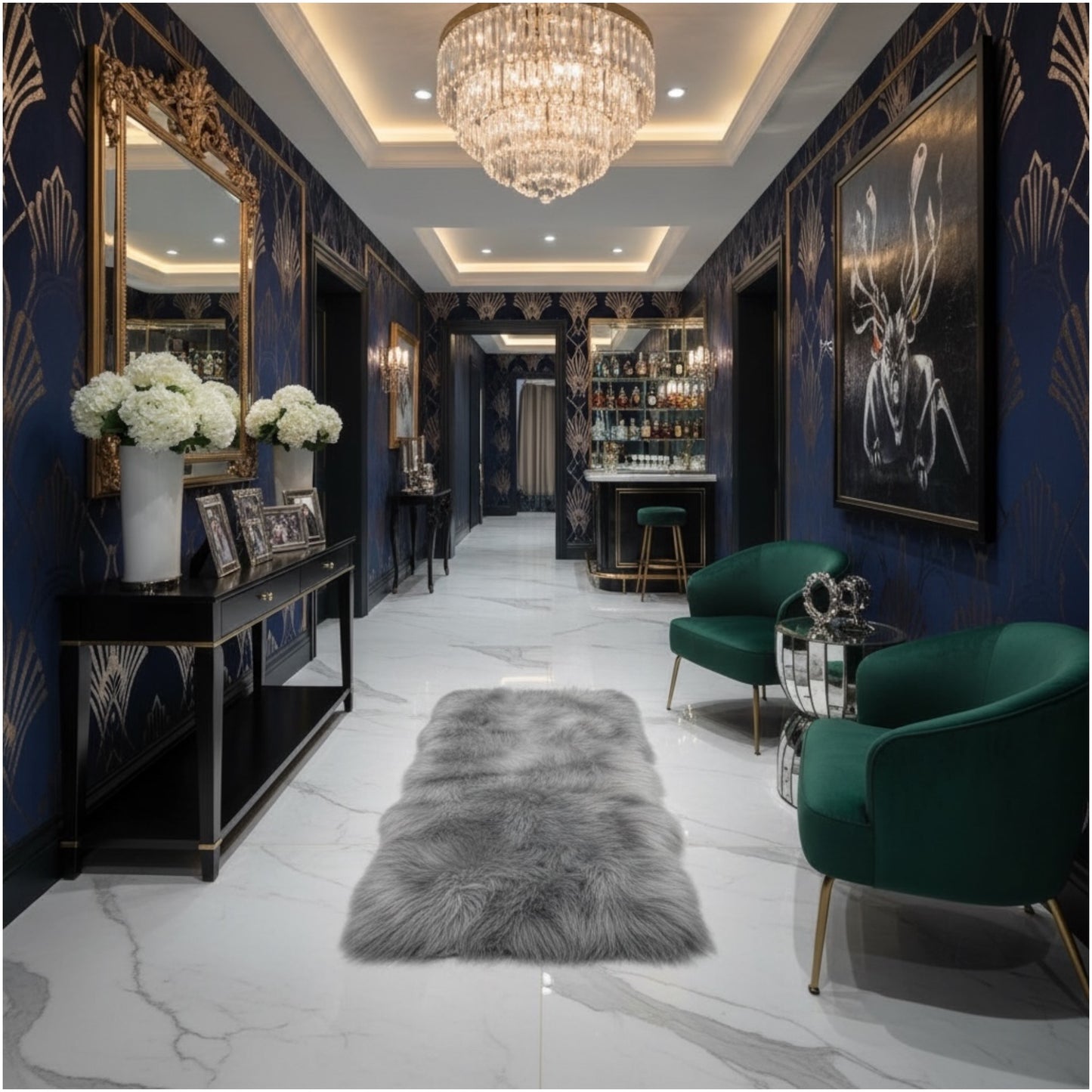 Luxury Fluffy Grey Rug – Ultra Soft 60×150cm Faux Fur Carpet for Home Decor