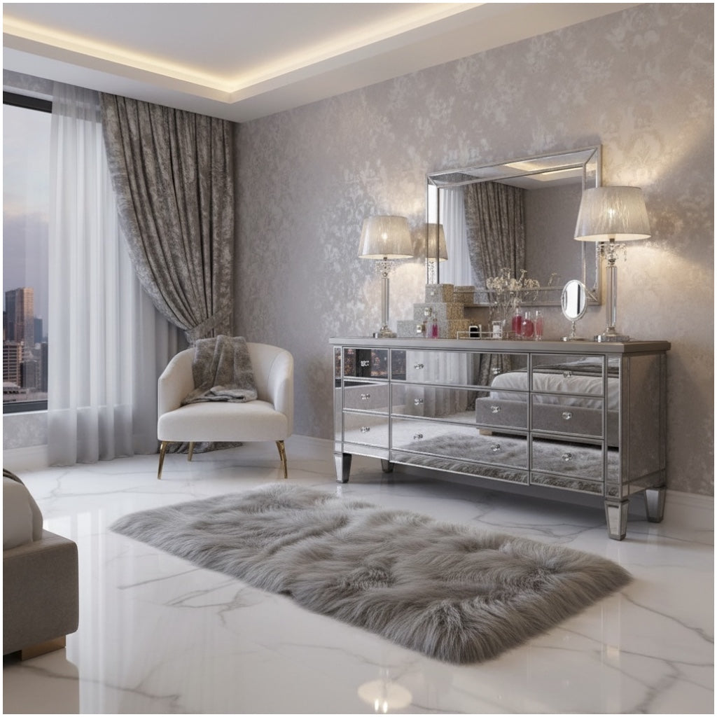 Luxury Fluffy Grey Rug – Ultra Soft 60×150cm Faux Fur Carpet for Home Decor