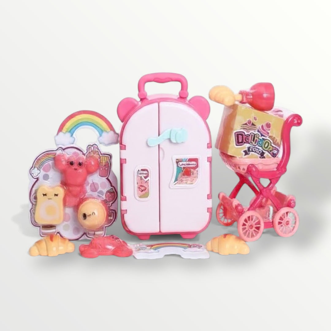 Toy Kids Cooking Refrigerator Playset – Pretend Kitchen Toy with Food Accessories (38×26×9 cm)