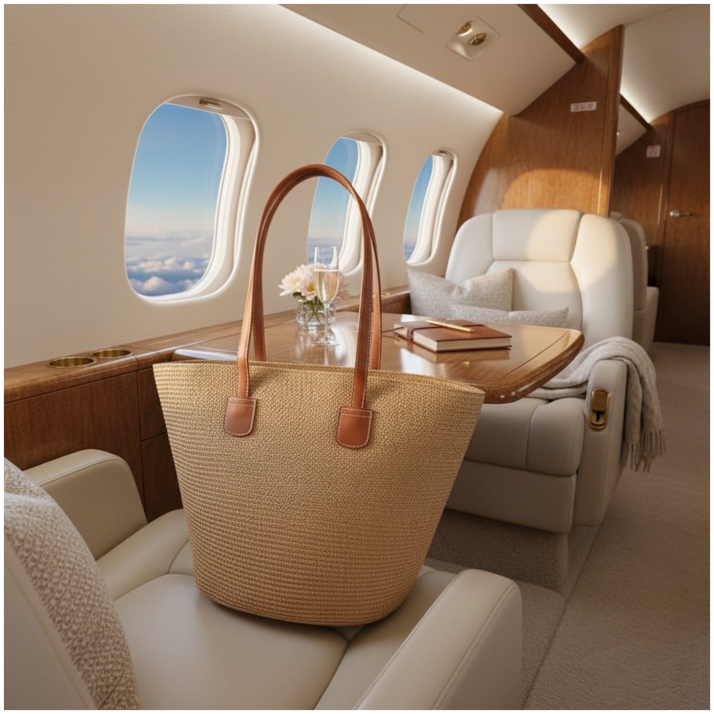 Woven Straw Tote Bag – Large, Lightweight & Elegant Everyday Carry (43 × 29 × 23 cm)