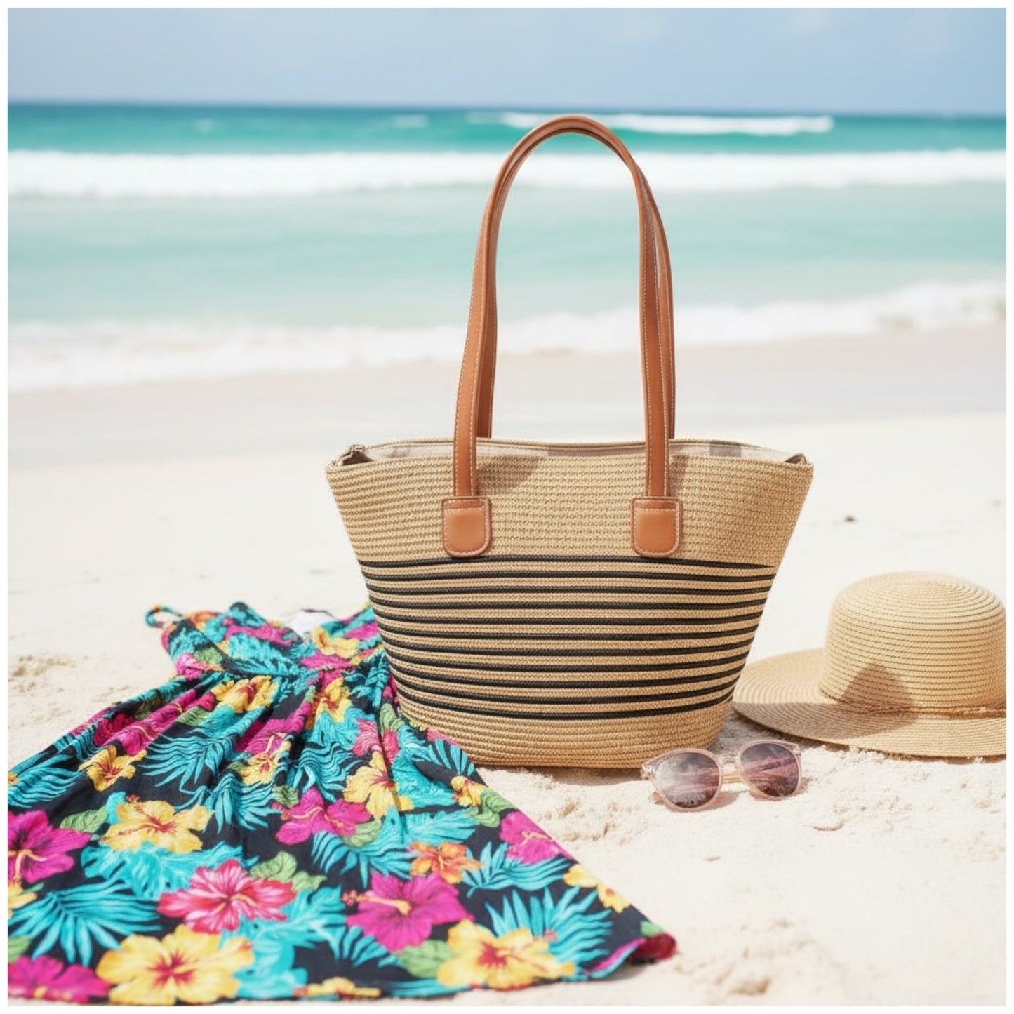 Striped Woven Tote Bag – Stylish, Lightweight and Everyday Luxury