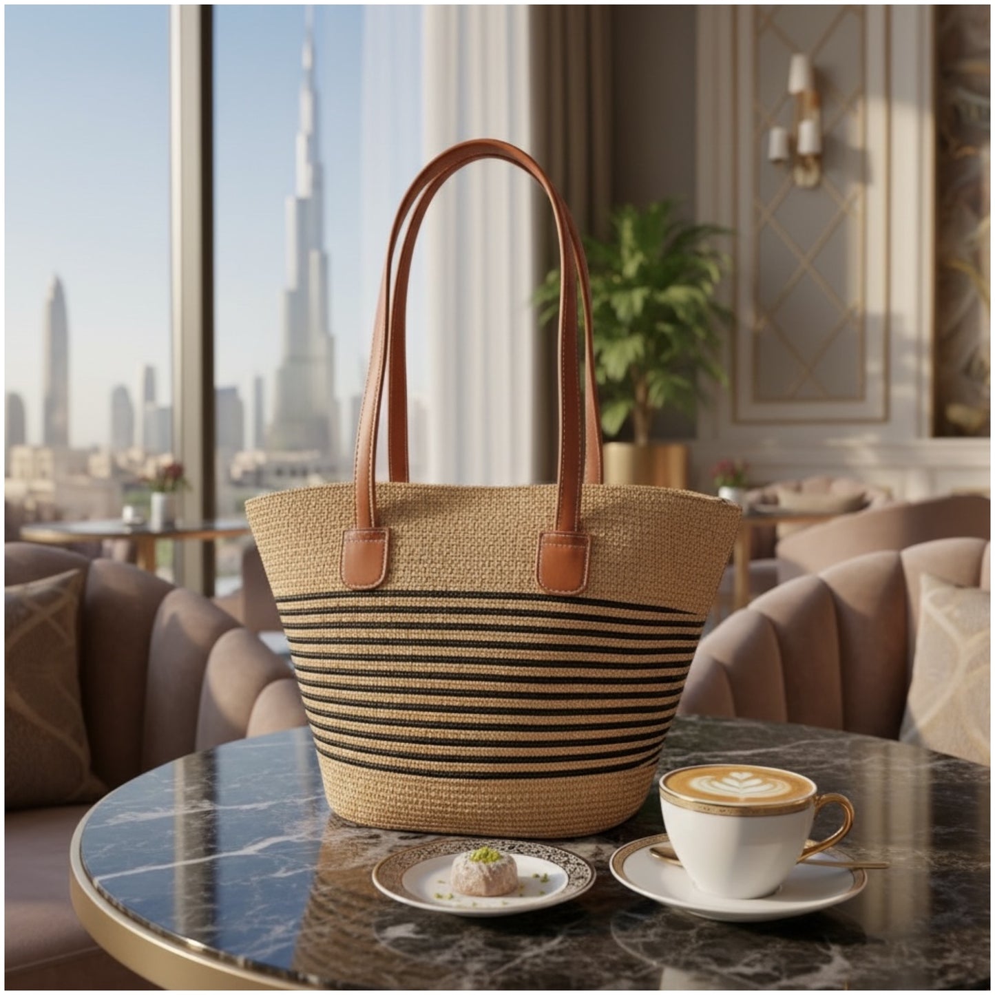 Striped Woven Tote Bag – Stylish, Lightweight and Everyday Luxury