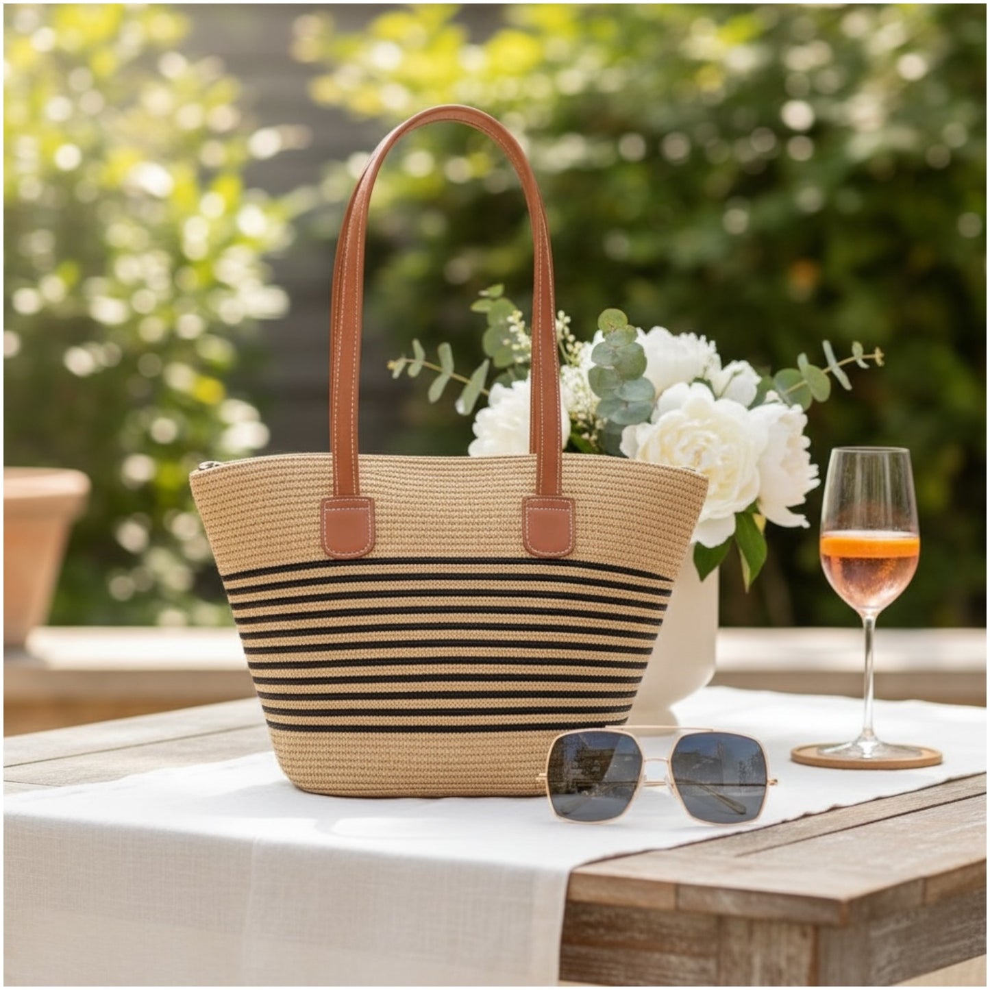 Striped Woven Tote Bag – Stylish, Lightweight and Everyday Luxury
