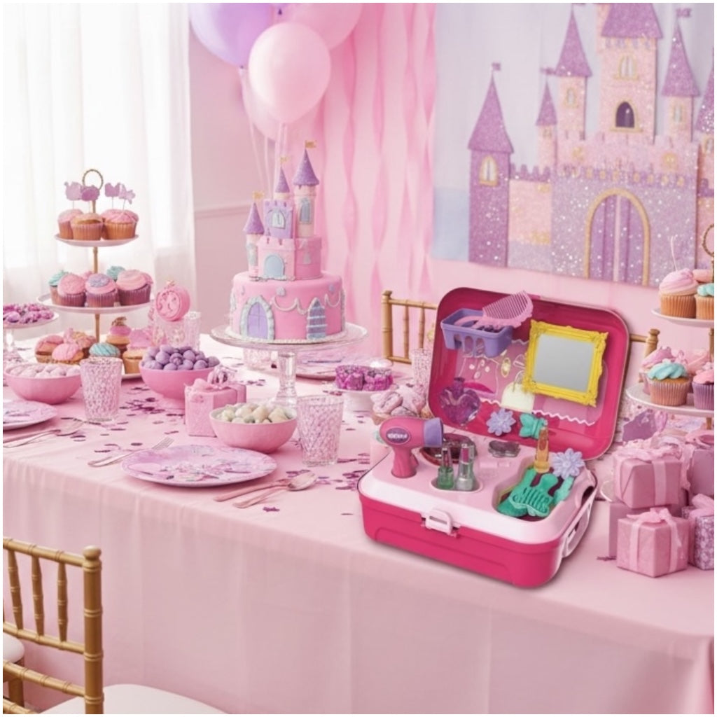 Toy 21-Piece Dresser Backpack Play Set – Portable Vanity Toy for Girls (Pink)