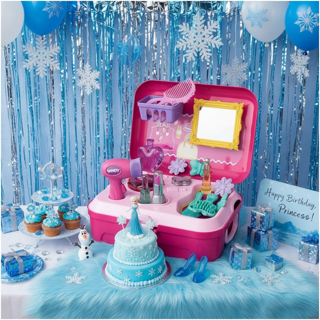 Toy 21-Piece Dresser Backpack Play Set – Portable Vanity Toy for Girls (Pink)