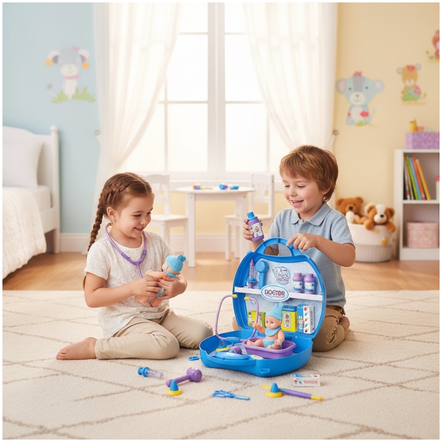 Toy Doctor Medical DIY Set – 21-Piece Play Kit with Baby Doll