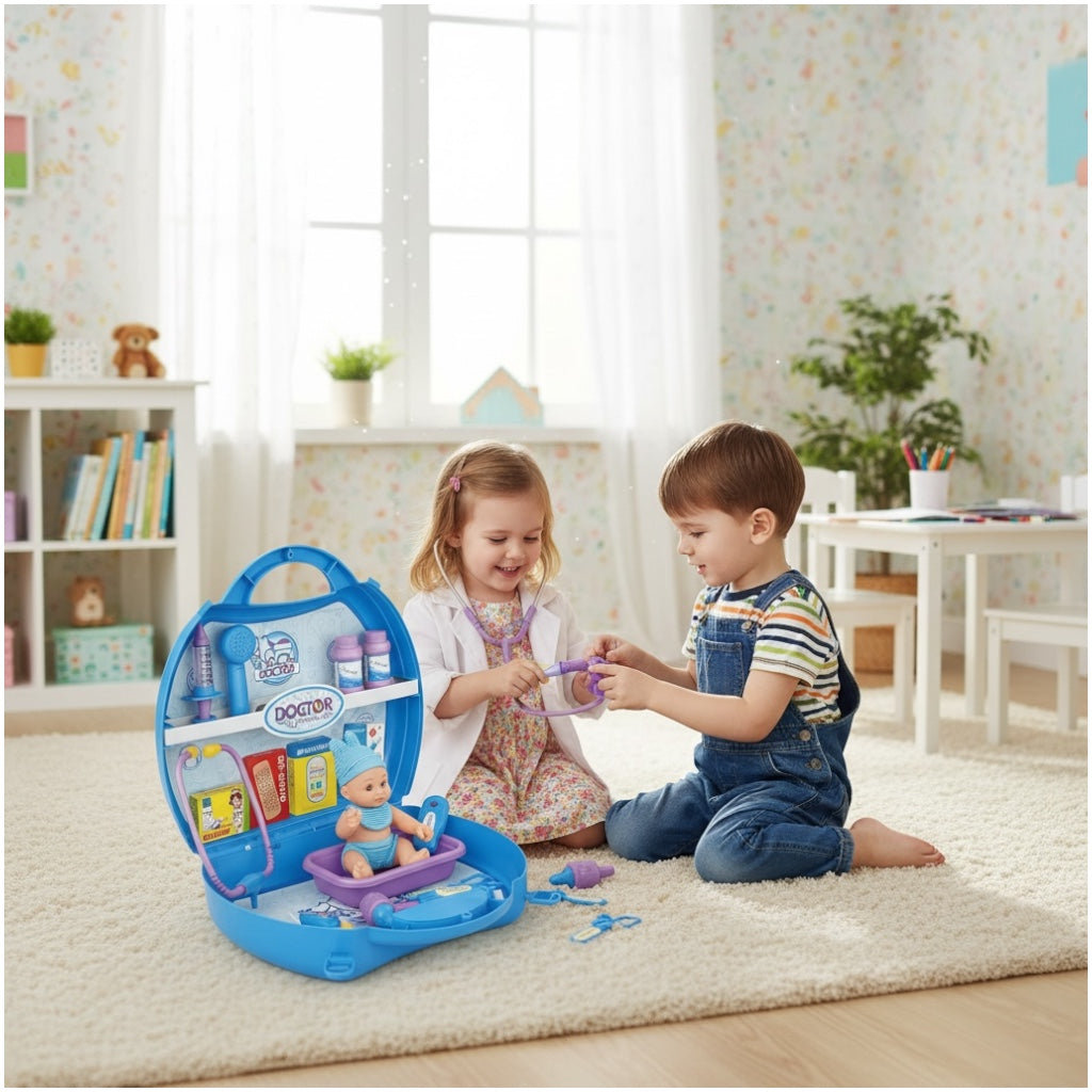 Toy Doctor Medical DIY Set – 21-Piece Play Kit with Baby Doll