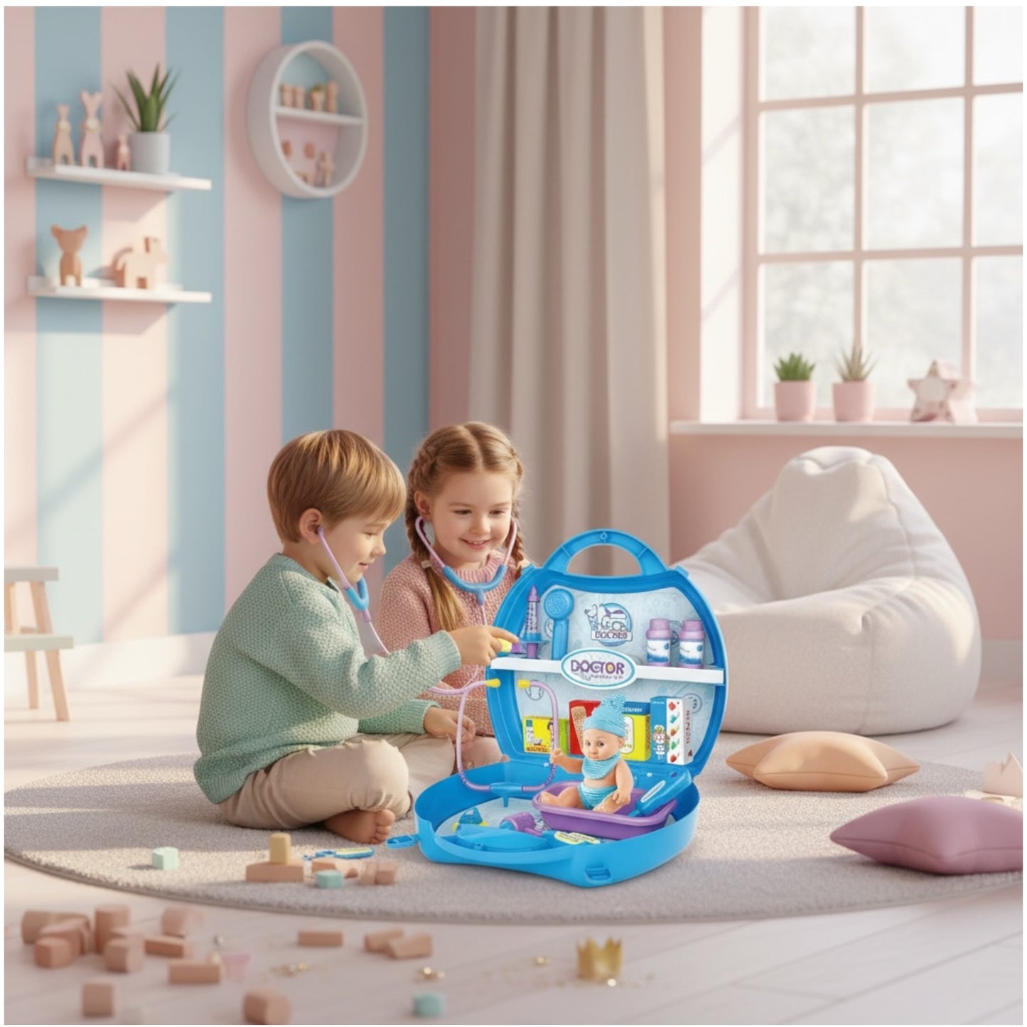 Toy Doctor Medical DIY Set – 21-Piece Play Kit with Baby Doll