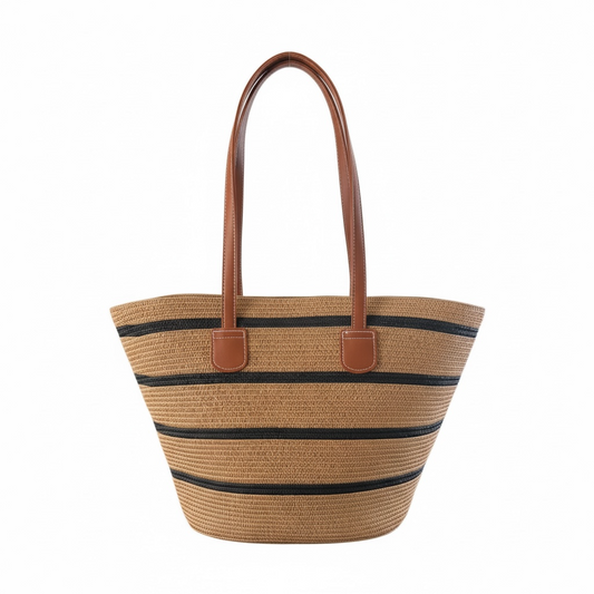 Chic Striped Straw Tote Bag – Summer Beach & Everyday Carry Essentials Bag