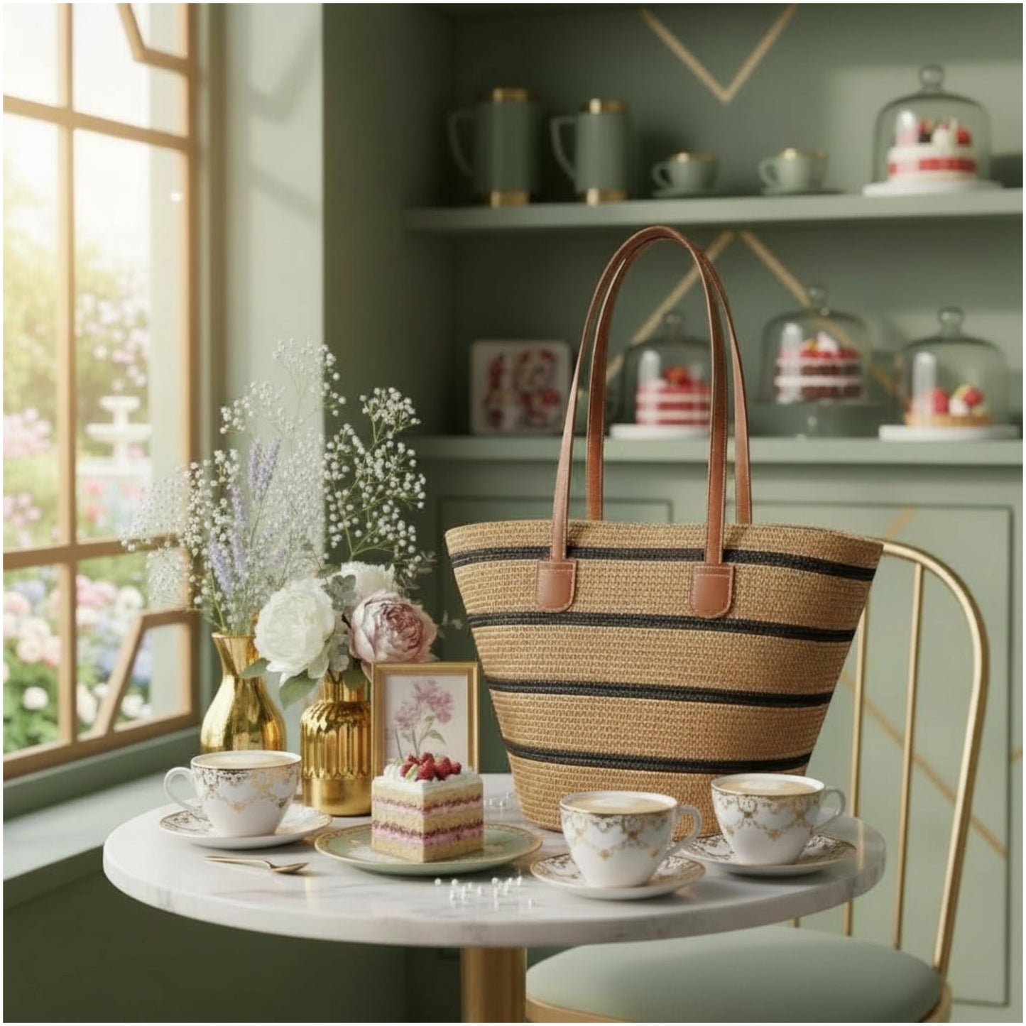 Chic Striped Straw Tote Bag – Summer Beach & Everyday Carry Essentials Bag