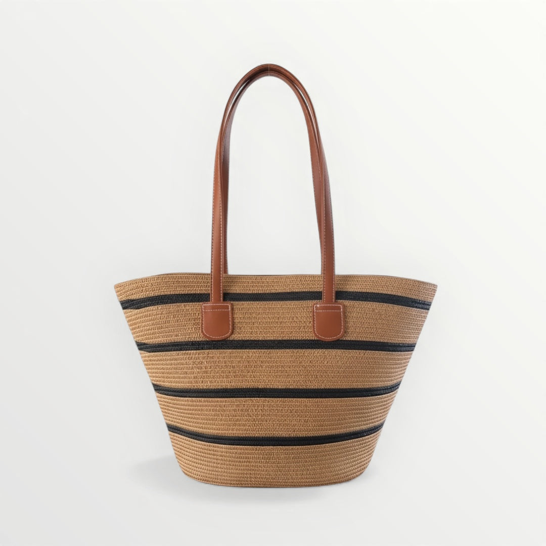 Chic Striped Straw Tote Bag – Summer Beach & Everyday Carry Essentials Bag