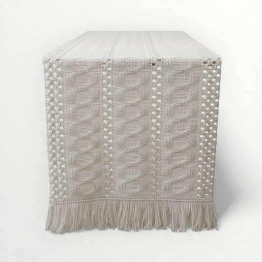 Elegant Woven Cotton Table Runner – Bohemian Style (180 cm × 30 cm)