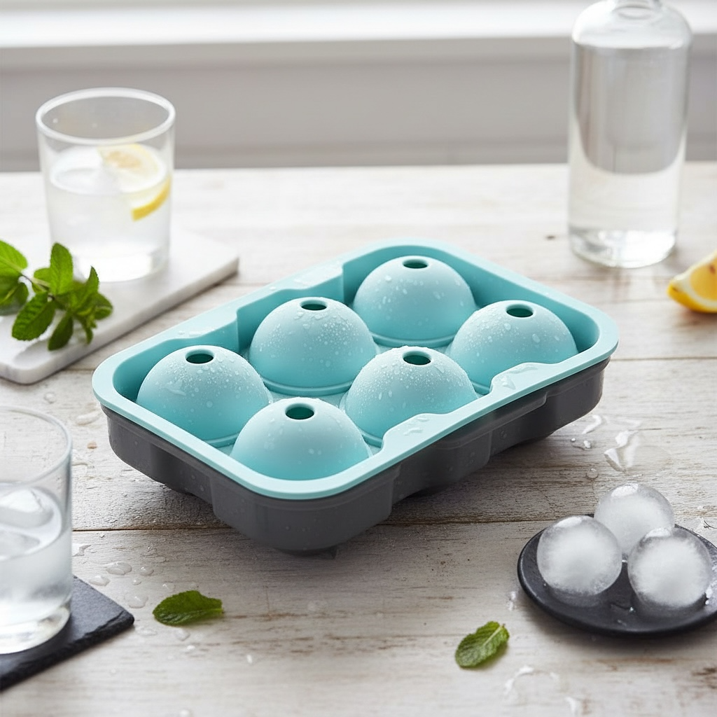 Premium Sphere Ice Ball Maker Tray – 6 Large Round Ice Moulds for Drinks