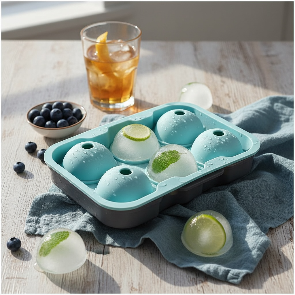 Premium Sphere Ice Ball Maker Tray – 6 Large Round Ice Moulds for Drinks