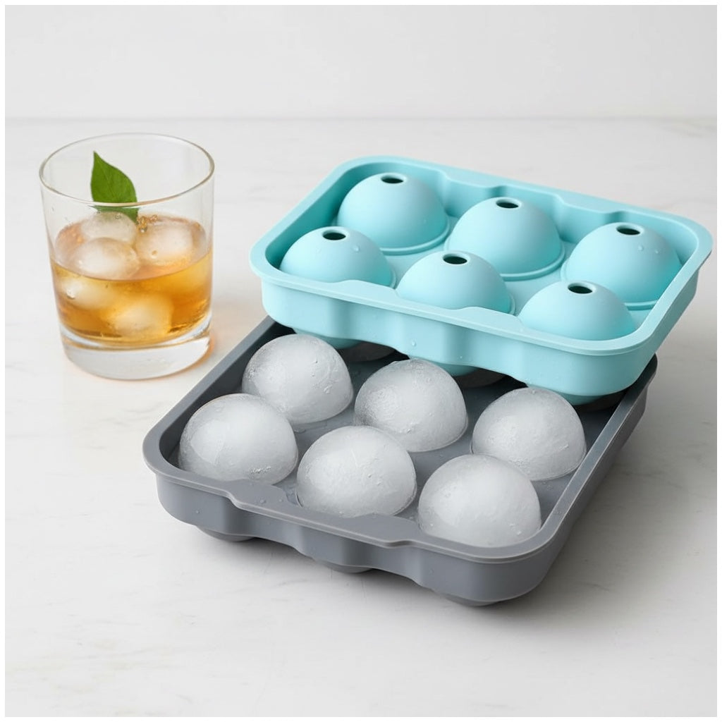 Premium Sphere Ice Ball Maker Tray – 6 Large Round Ice Moulds for Drinks
