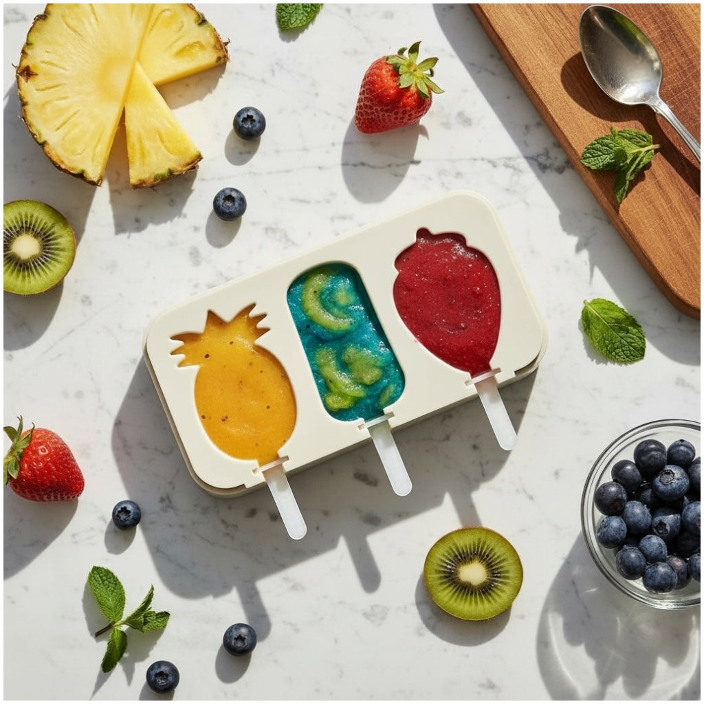 Silicone Ice Pop Mould – Pineapple, Ice-Cream & Strawberry Shape