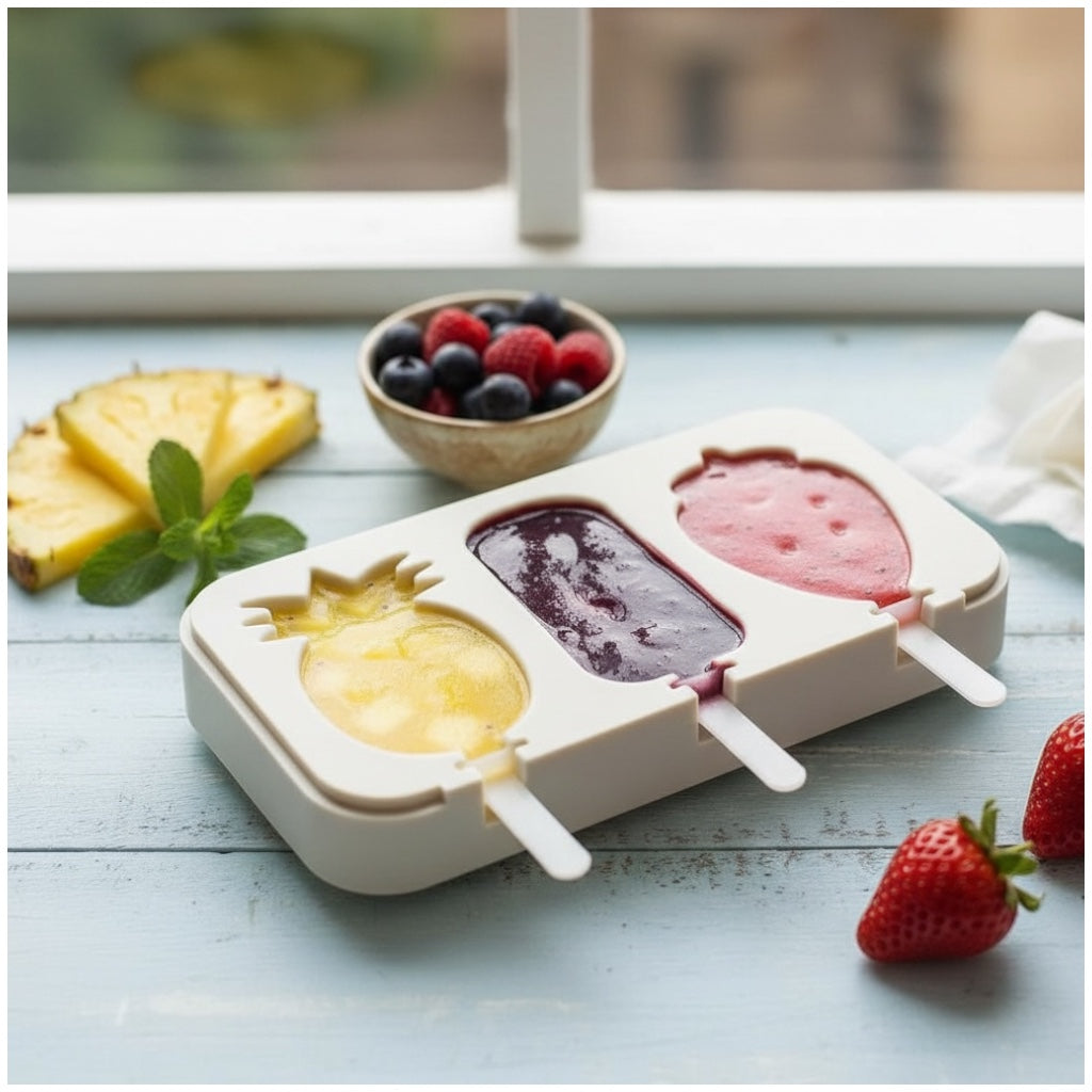 Silicone Ice Pop Mould – Pineapple, Ice-Cream & Strawberry Shape