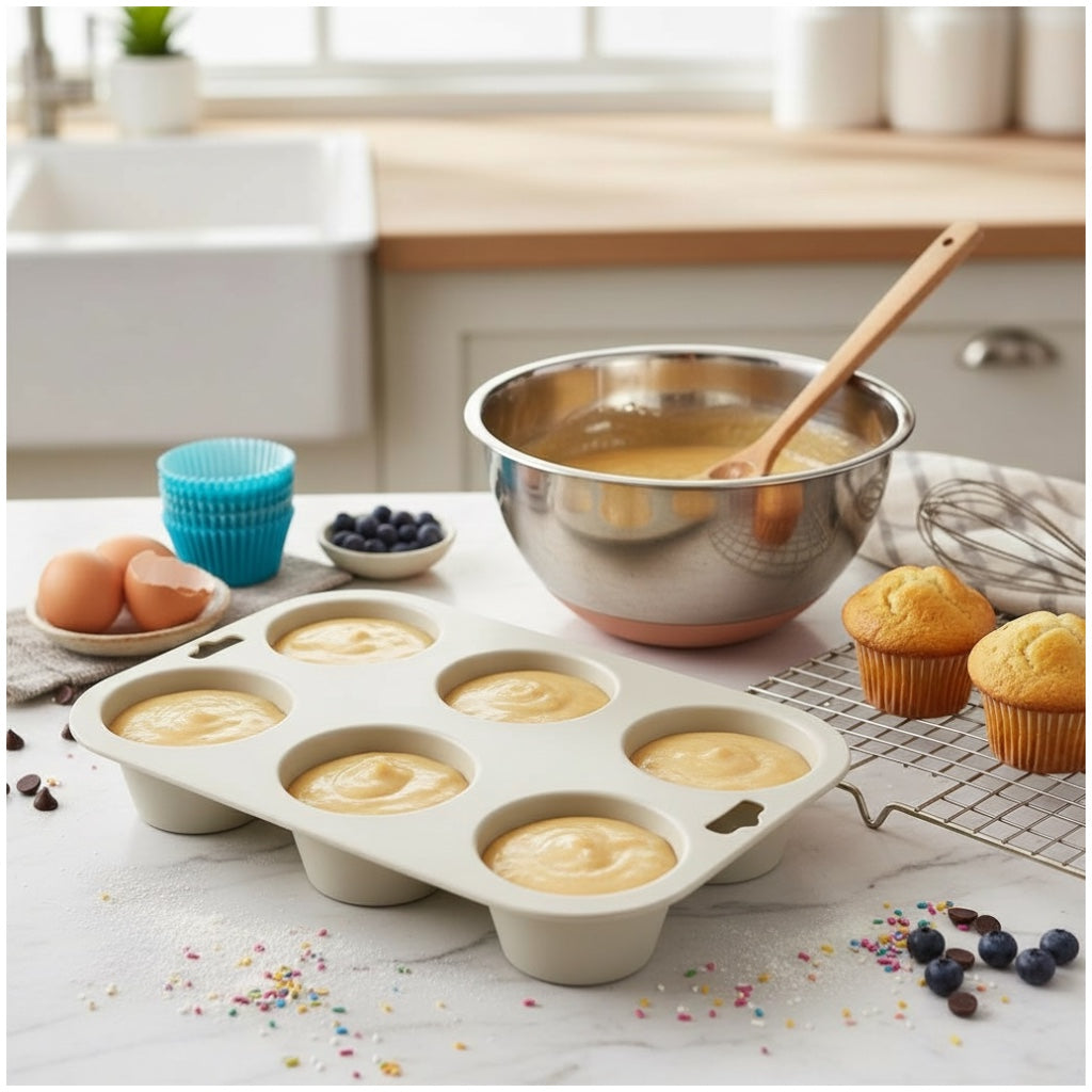 Premium 6-Cavity Muffin and Cupcake Baking Mold – Non-Stick, Easy Release