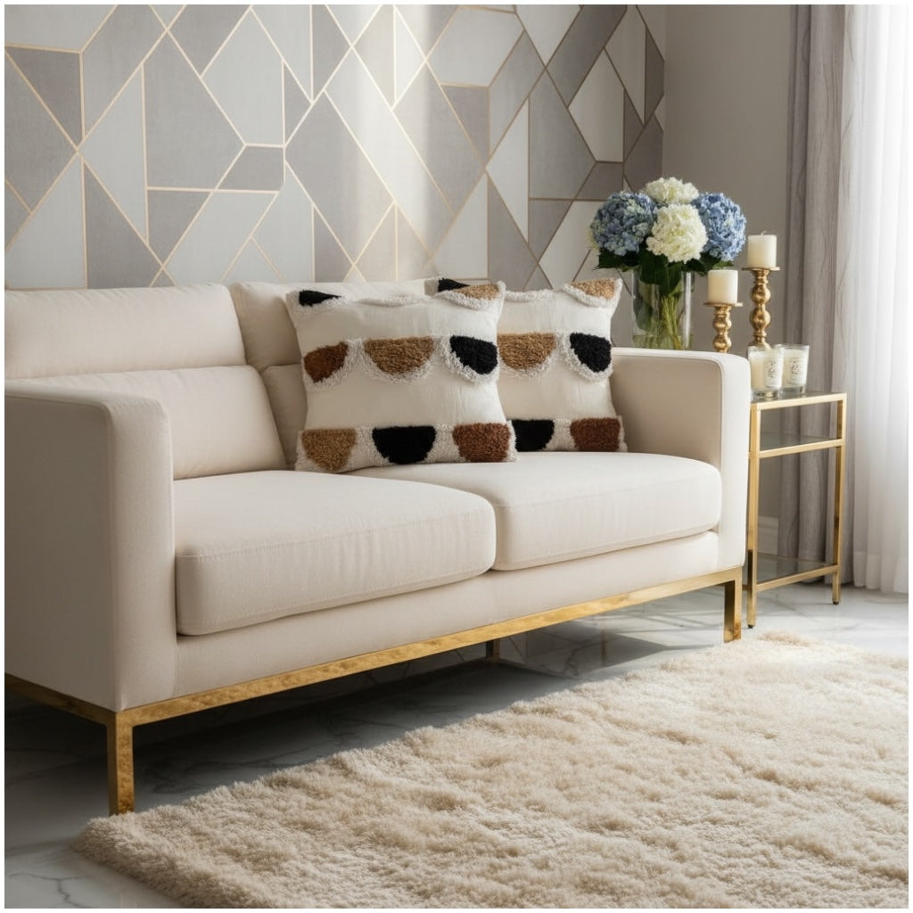 Modern Textured Tufted Scatter Cushions–45×45 cm- Blended Cotton(Set of 2