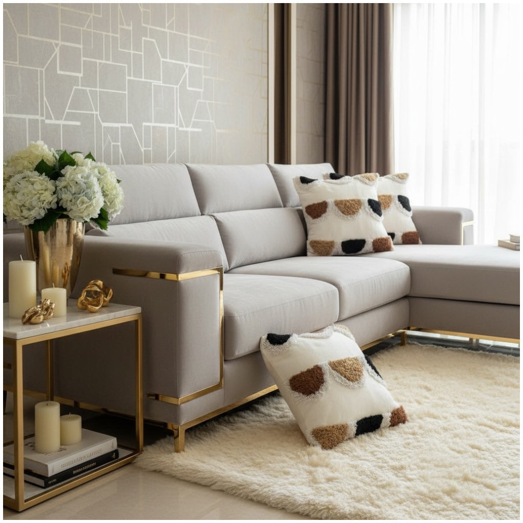 Modern Textured Tufted Scatter Cushions–45×45 cm- Blended Cotton(Set of 2