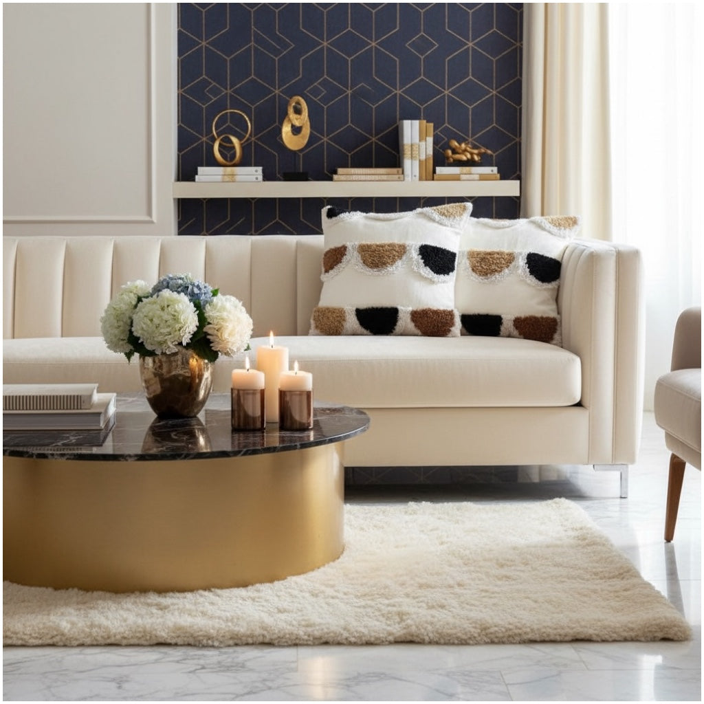 Modern Textured Tufted Scatter Cushions–45×45 cm- Blended Cotton(Set of 2