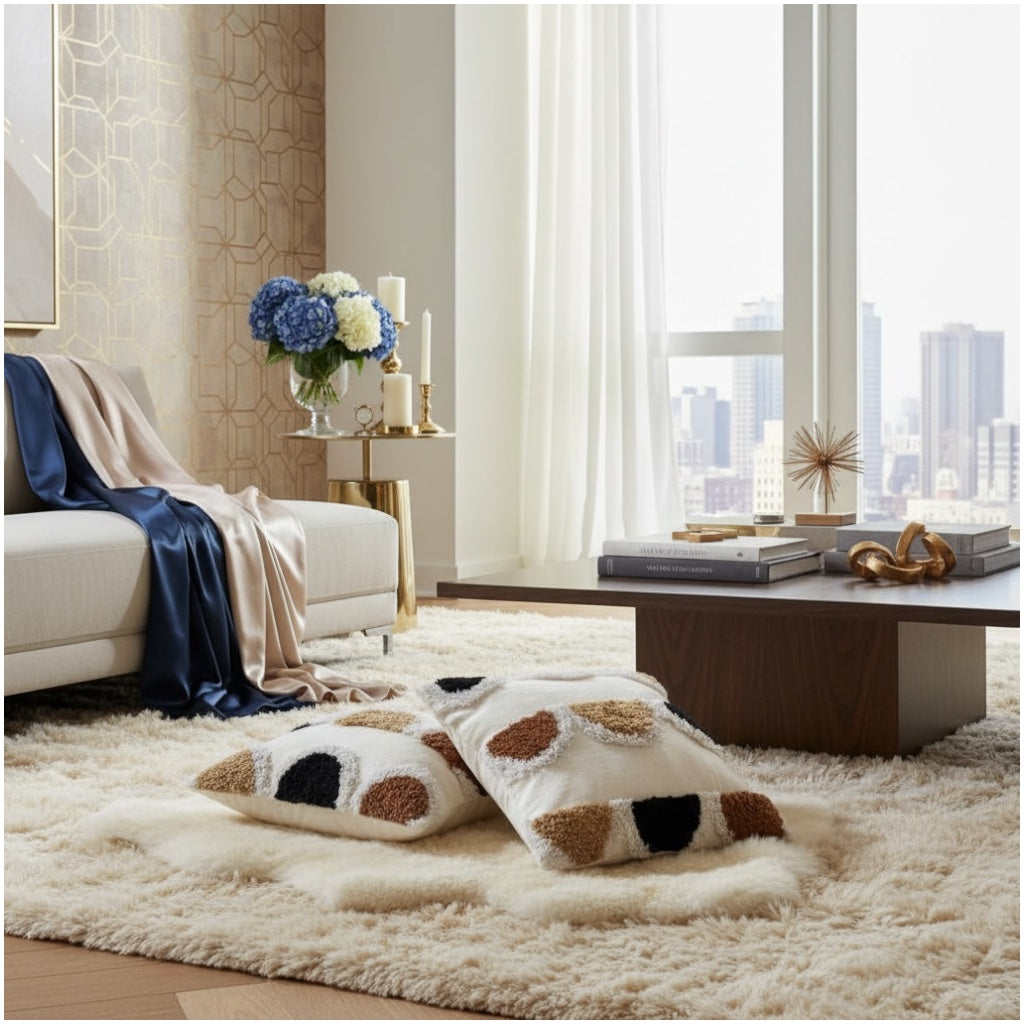 Modern Textured Tufted Scatter Cushions–45×45 cm- Blended Cotton(Set of 2