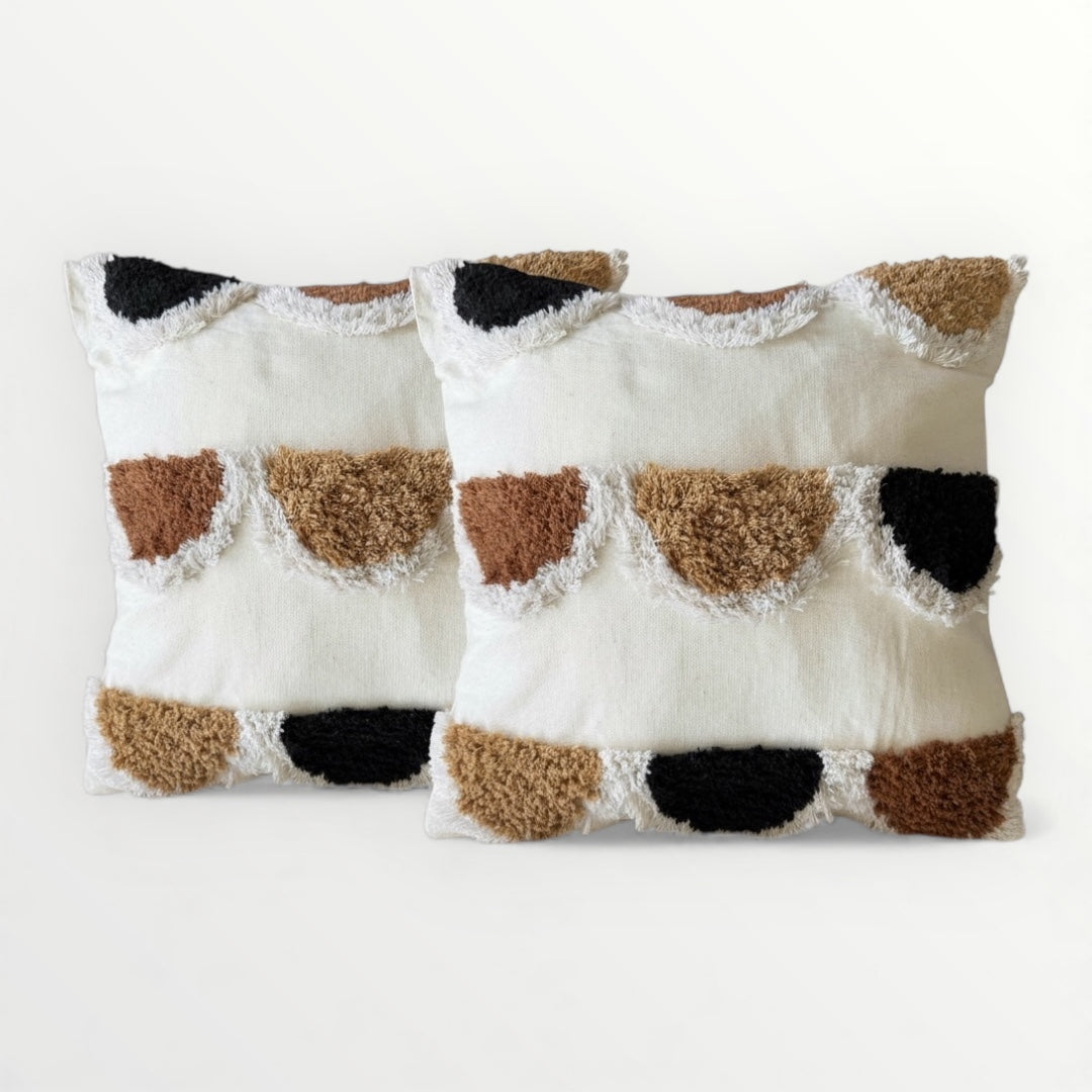Modern Textured Tufted Scatter Cushions–45×45 cm- Blended Cotton(Set of 2