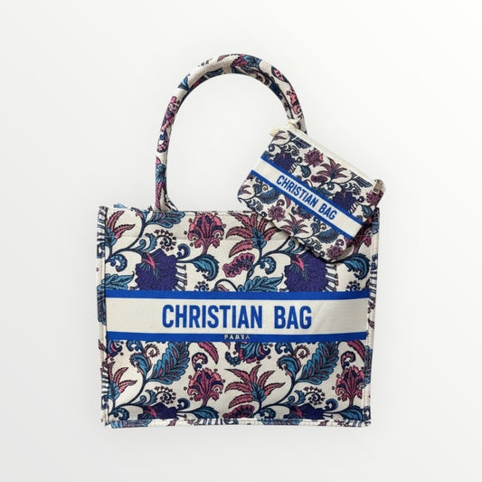 Essential Canvas Floral Tote Bag with Mini Pouch – Elegant Everyday Carry