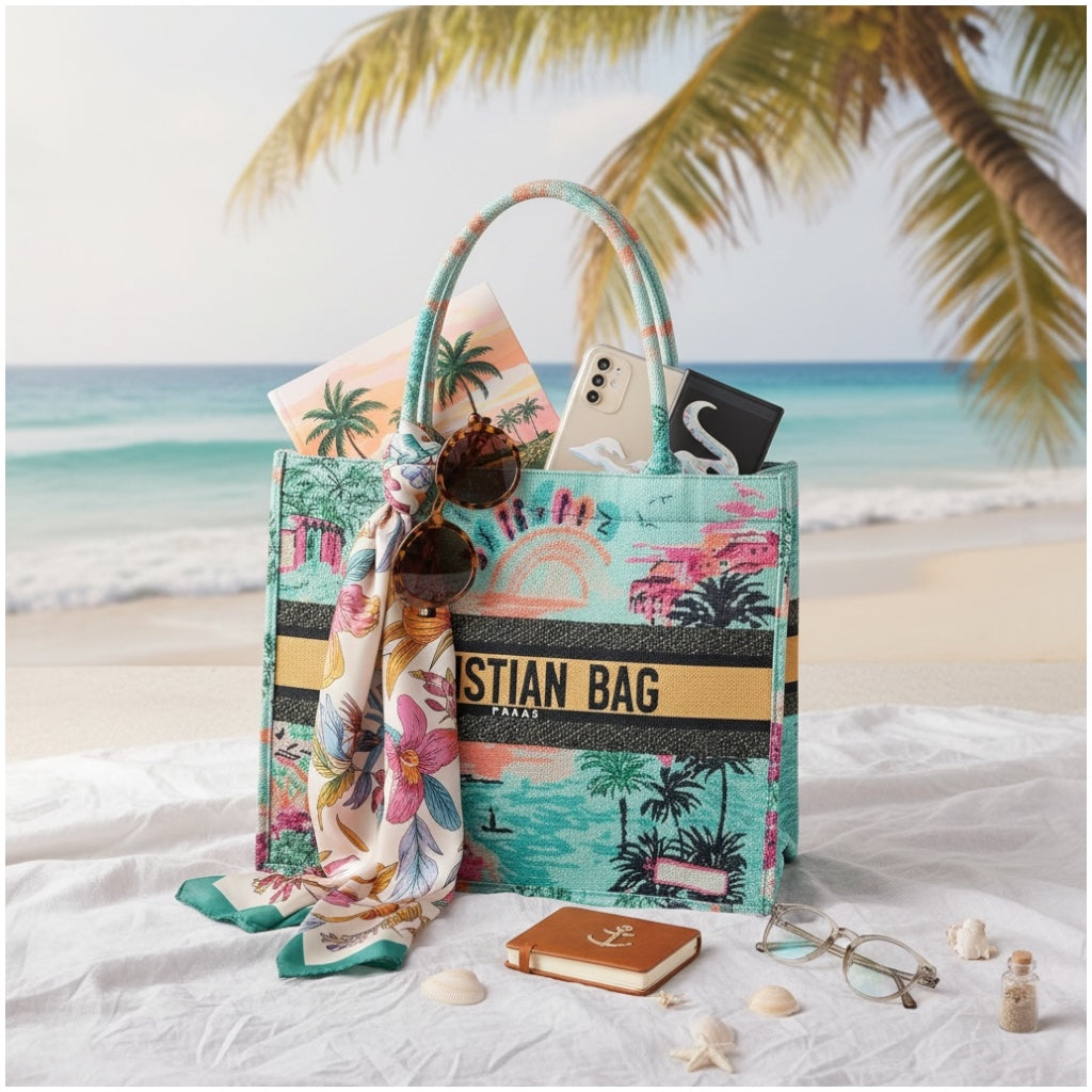 Tropical Print Chic Shopper Tote Bag