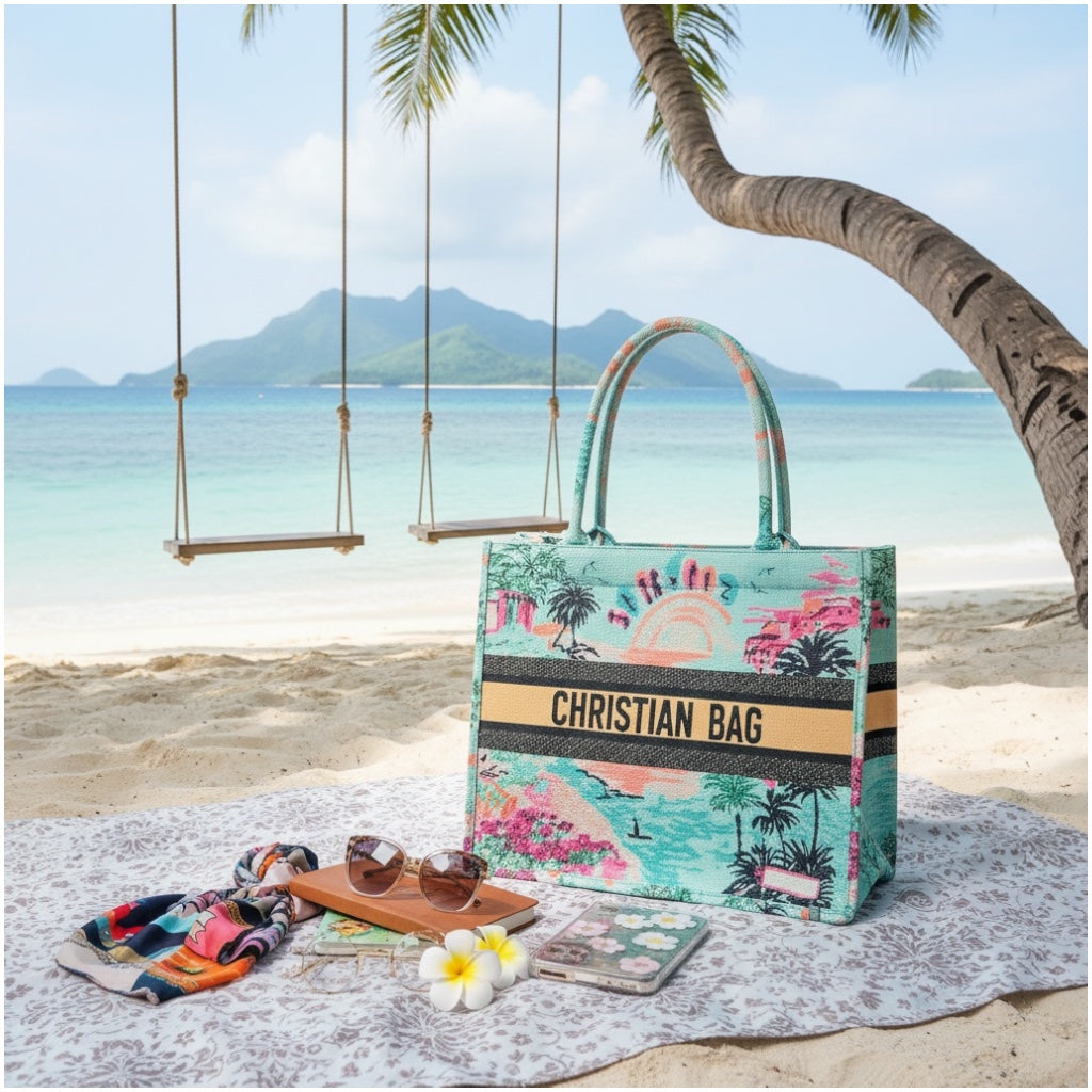 Tropical Print Chic Shopper Tote Bag