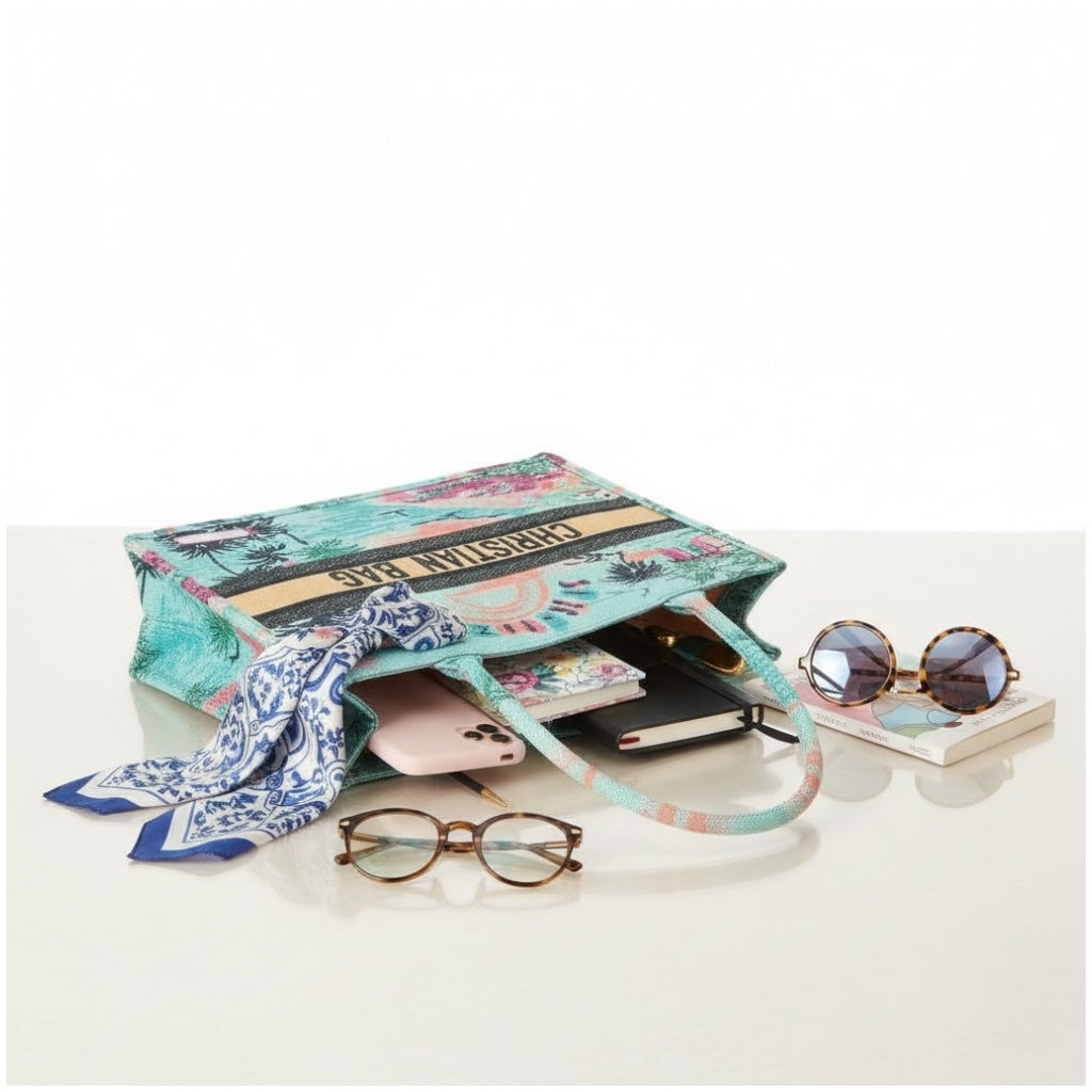 Tropical Print Chic Shopper Tote Bag