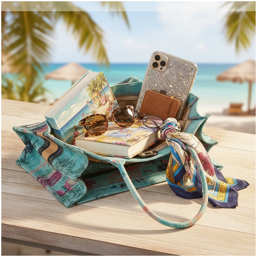 Tropical Print Chic Shopper Tote Bag