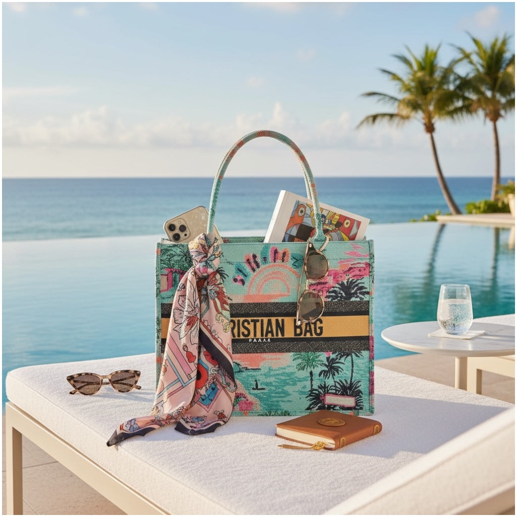 Tropical Print Chic Shopper Tote Bag