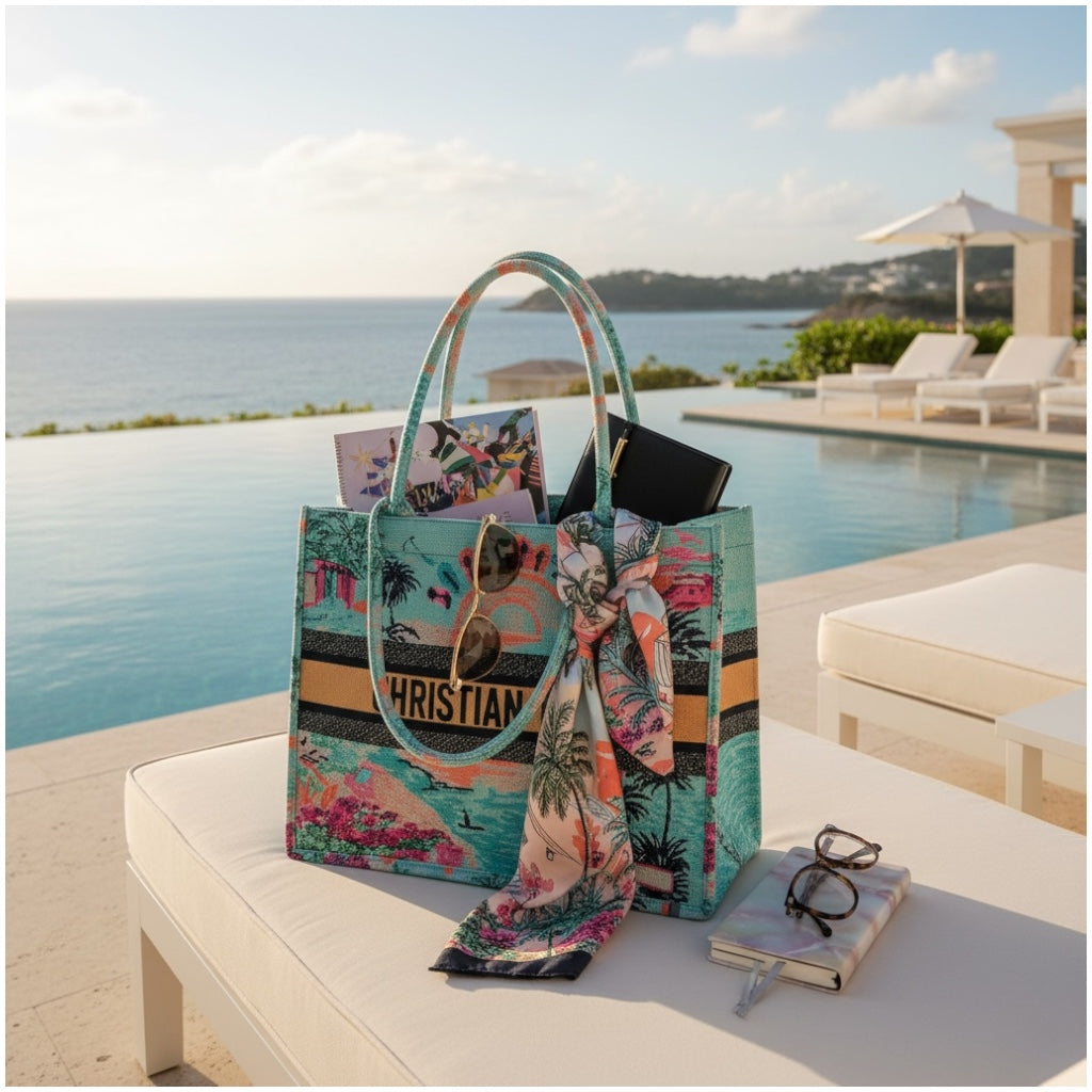 Tropical Print Chic Shopper Tote Bag