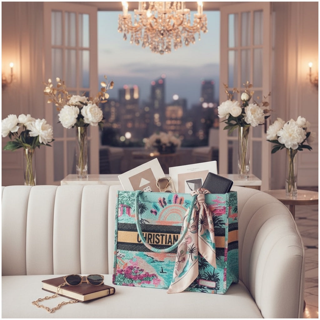 Tropical Print Chic Shopper Tote Bag